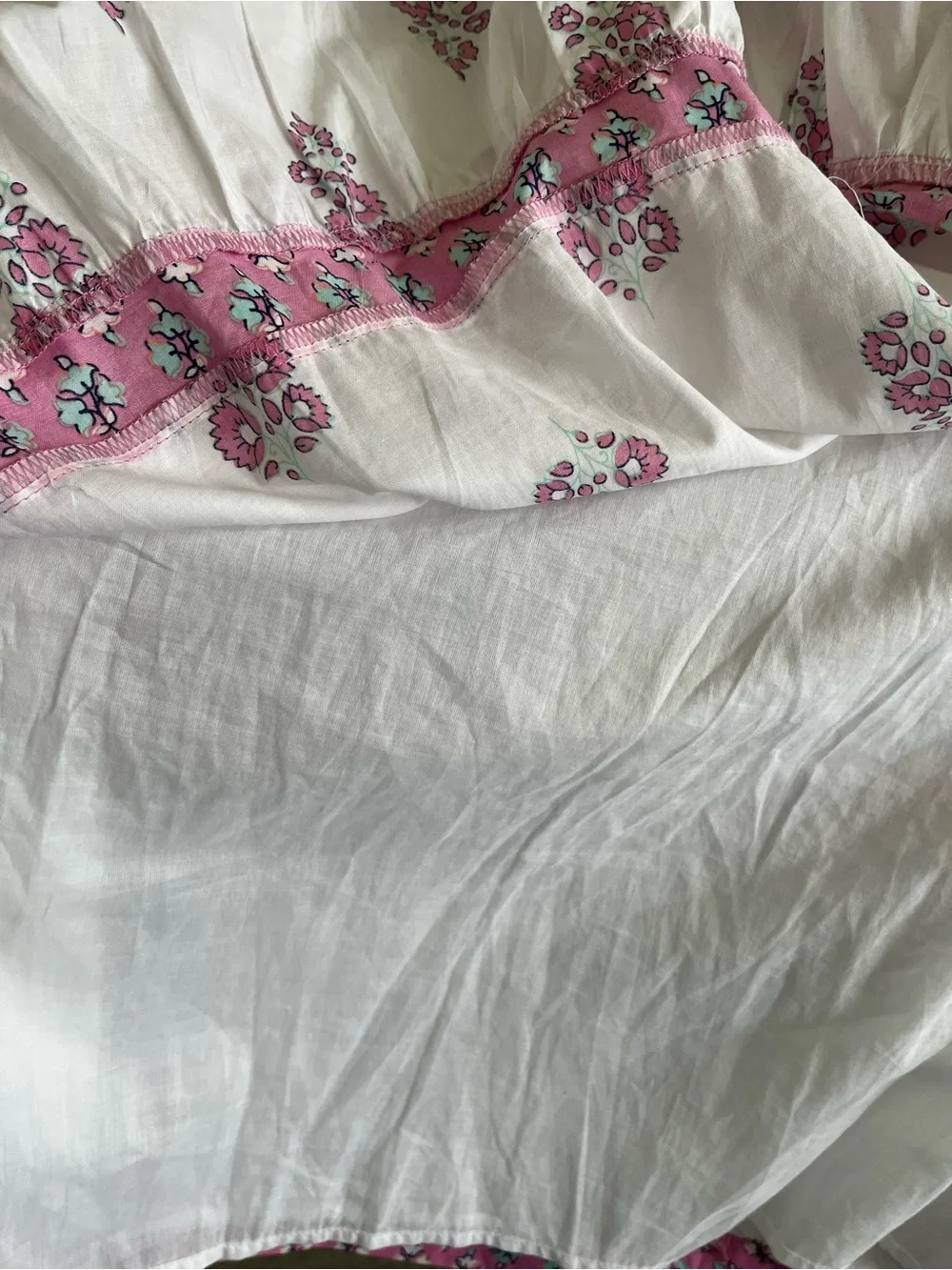 NWT J. Crew White Midi Dress with Pink Floral Trim Size 12